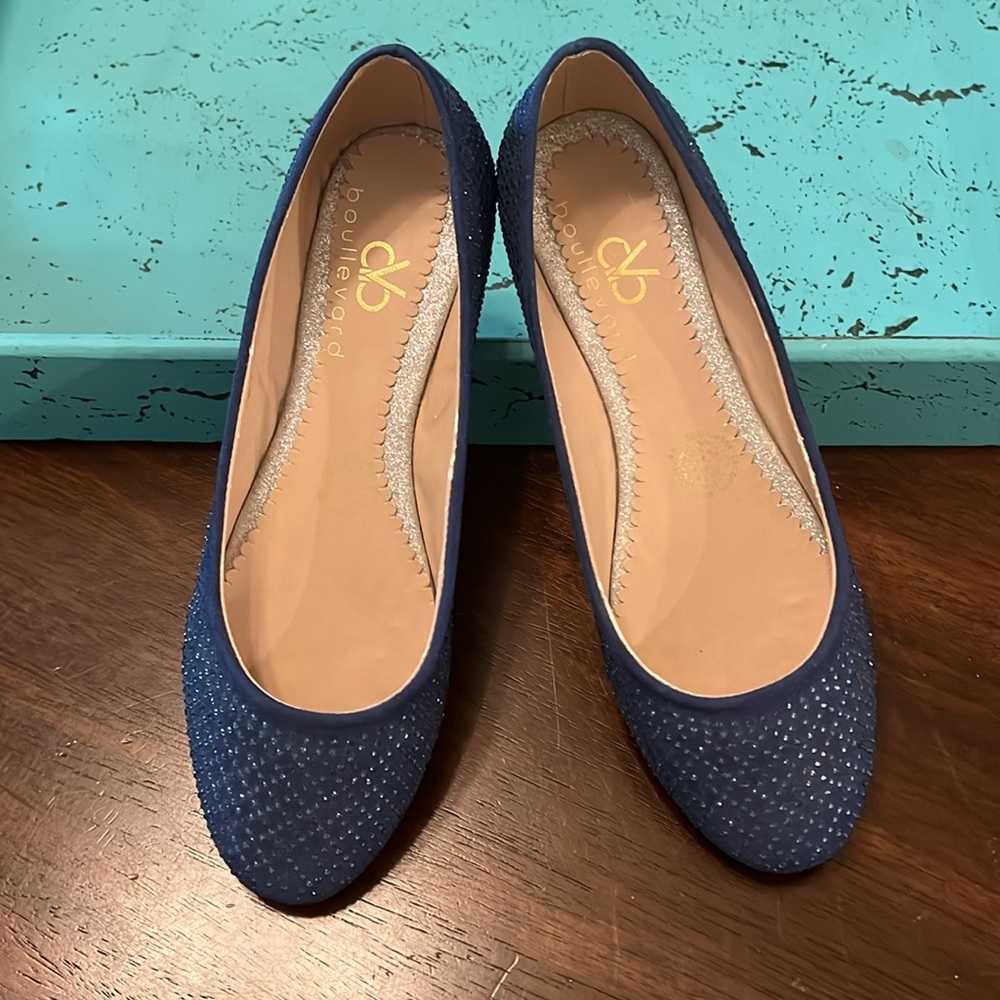 New Sparkling Rhinestones Navy Blue Sz 5.5 - Picture 4 of 4